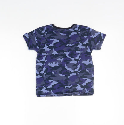 Primark Girls Blue Geometric  Basic T-Shirt Size 5-6 Years