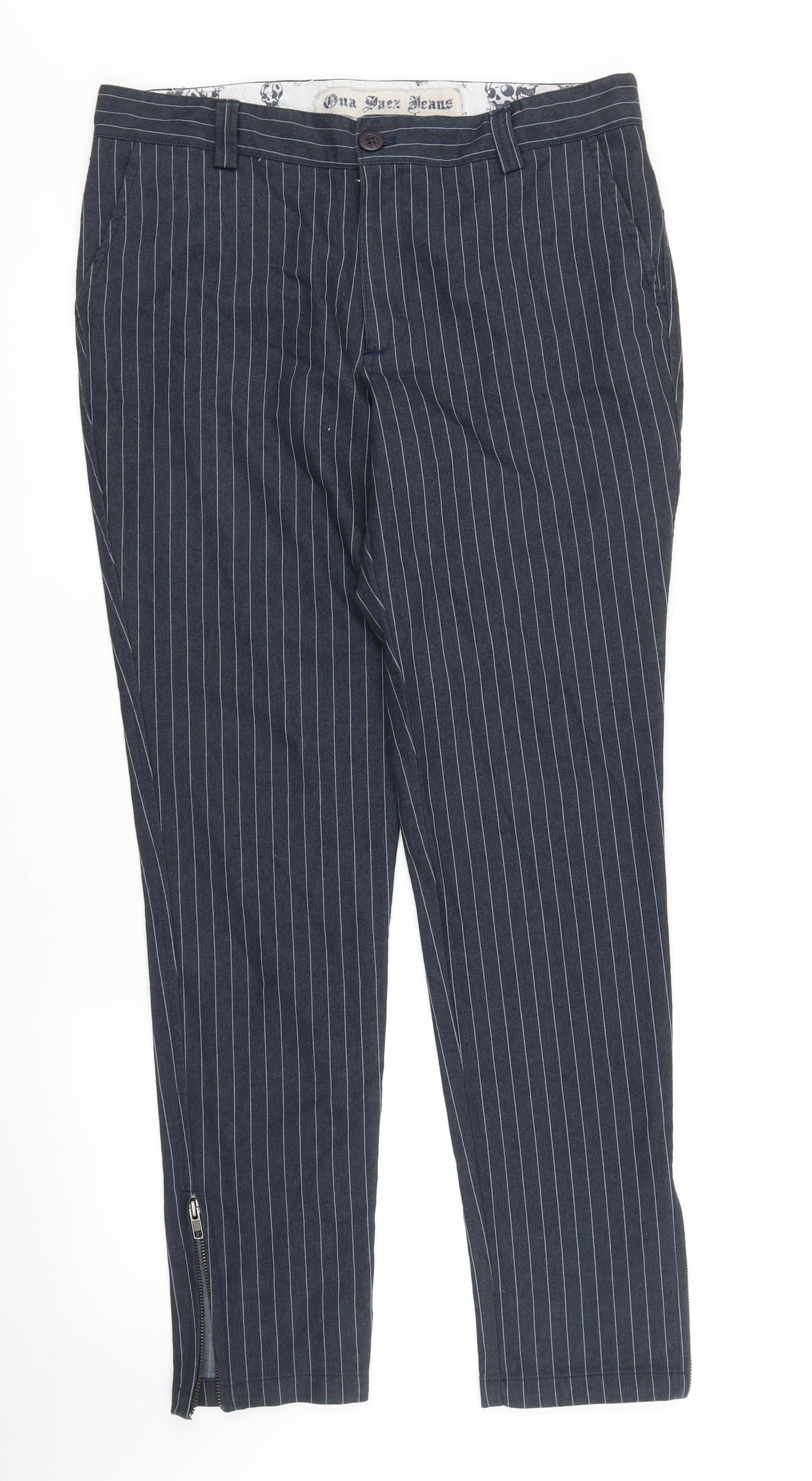 Womens UK Size 32 in Preworn Regular Fit Carrot Blue Trousers