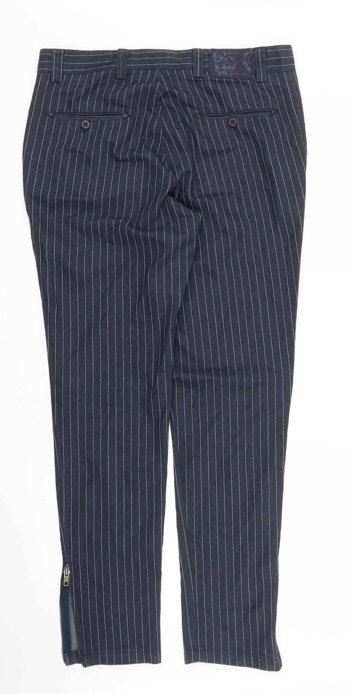 Womens UK Size 32 in Preworn Regular Fit Carrot Blue Trousers