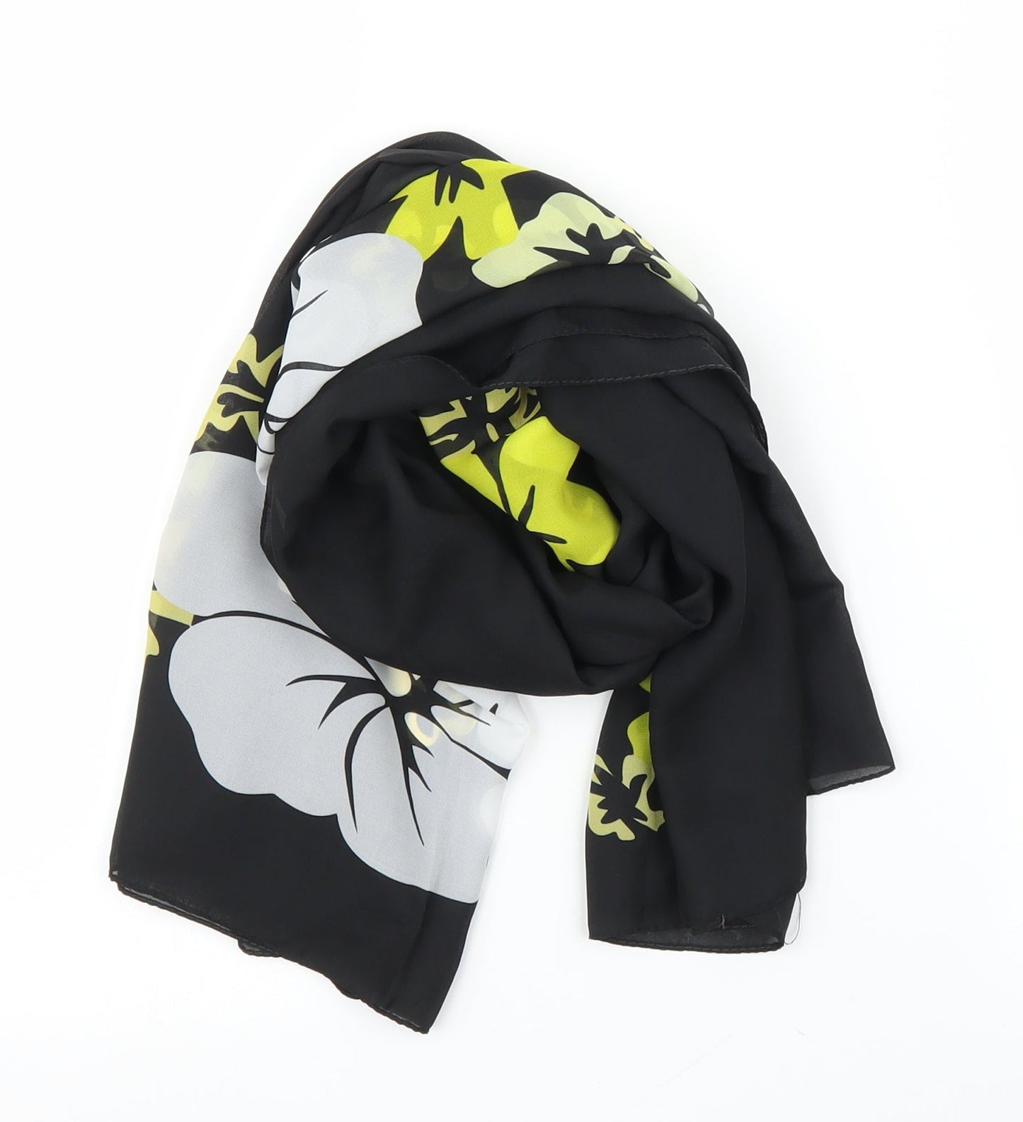 Preworn Unisex Black Floral   Scarf