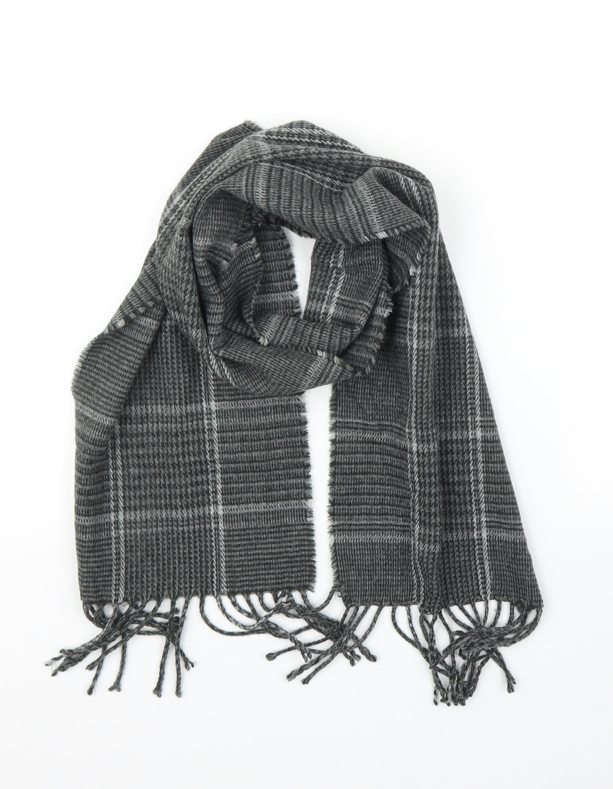 Avenue Mens Grey Plaid  Scarf  One Size