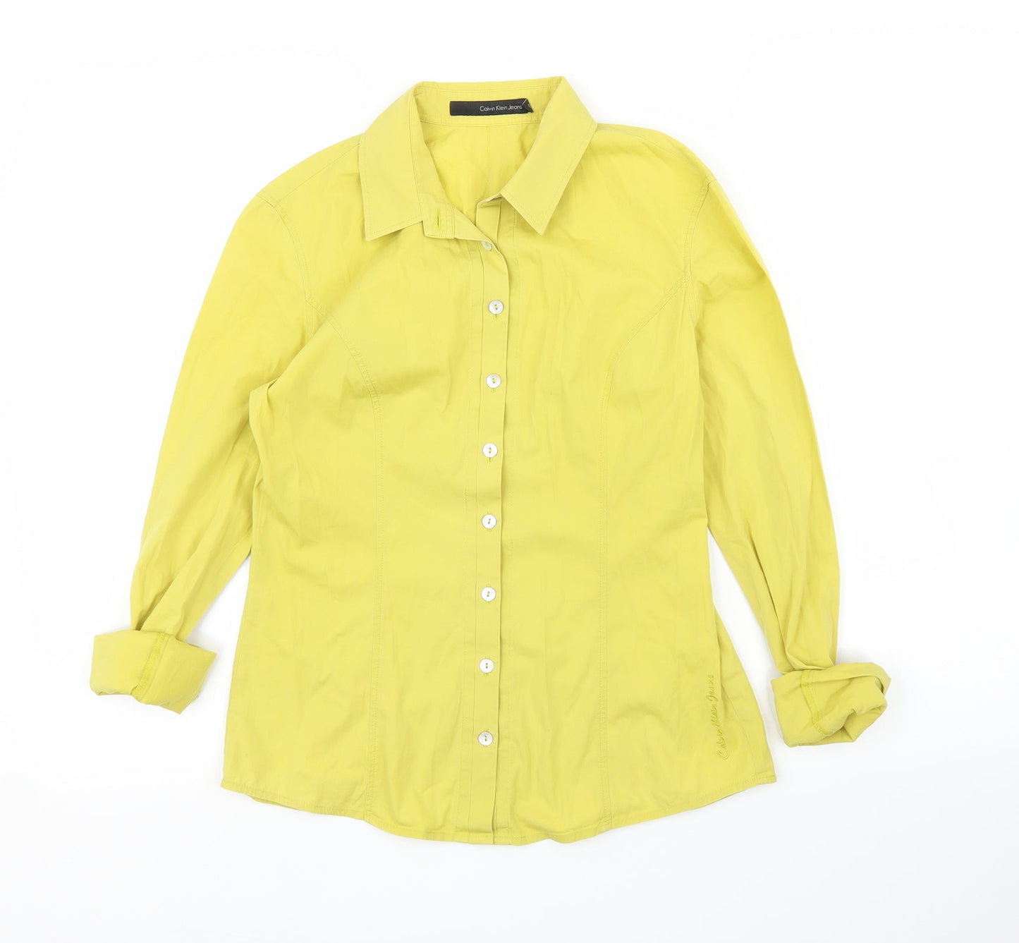 Womens UK Size S Calvin Klein Jeans Yellow Basic Blouse