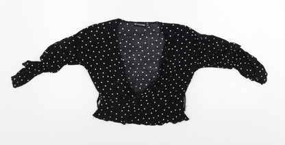 Womens UK Size 4 PRETTYLITTLETHING Black Basic Blouse