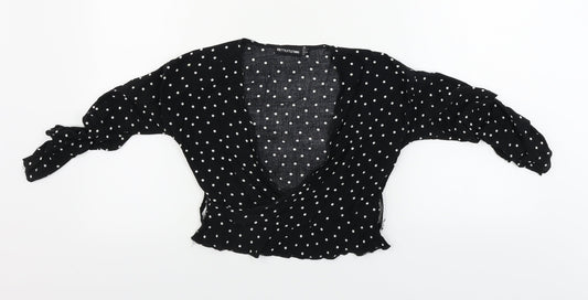 Womens UK Size 4 PRETTYLITTLETHING Black Basic Blouse