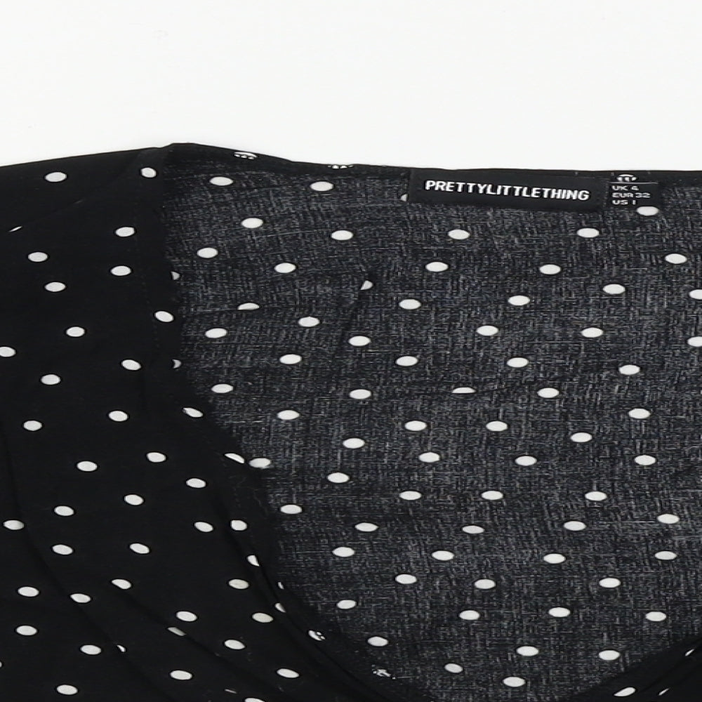 Womens UK Size 4 PRETTYLITTLETHING Black Basic Blouse