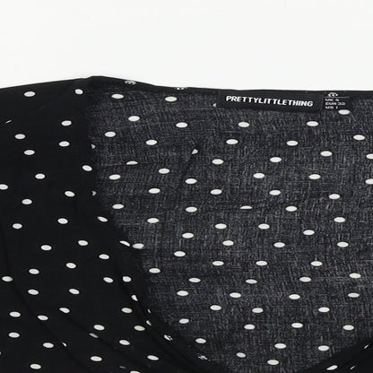 Womens UK Size 4 PRETTYLITTLETHING Black Basic Blouse
