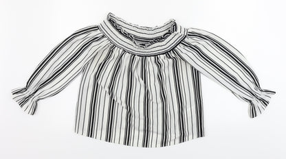 Lipsy Womens White Striped  Basic Blouse Size 10