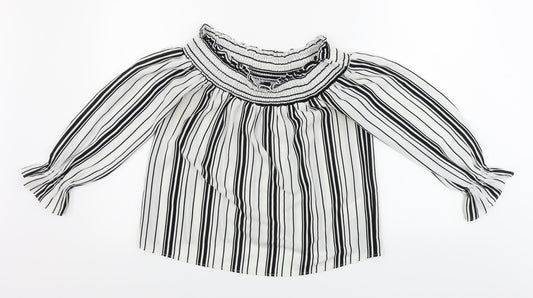 Lipsy Womens White Striped  Basic Blouse Size 10