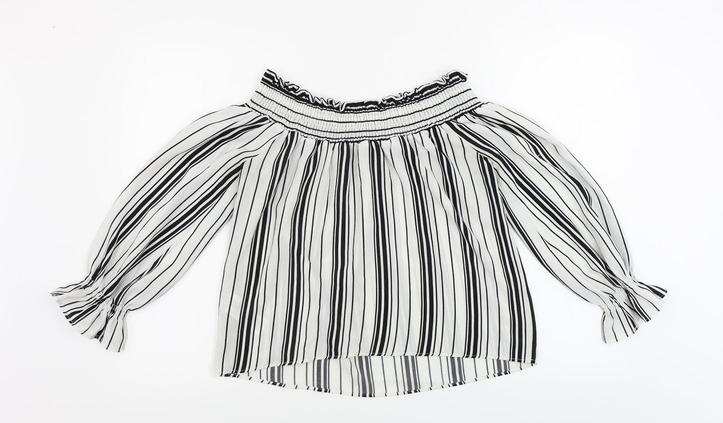 Lipsy Womens White Striped  Basic Blouse Size 10