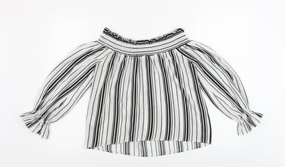 Lipsy Womens White Striped  Basic Blouse Size 10