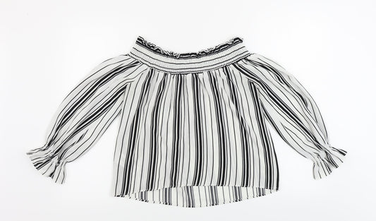Lipsy Womens White Striped  Basic Blouse Size 10