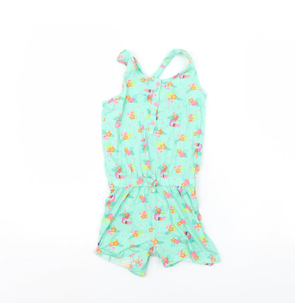 Dunnes Stores Girls Green Floral  Playsuit One-Piece Size 5 Years