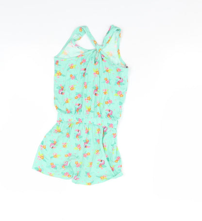 Dunnes Stores Girls Green Floral  Playsuit One-Piece Size 5 Years