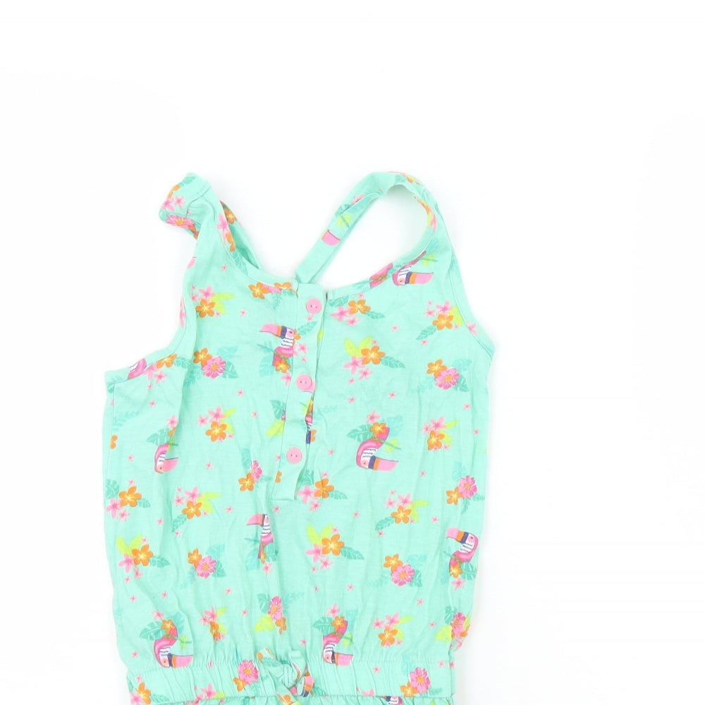 Dunnes Stores Girls Green Floral  Playsuit One-Piece Size 5 Years