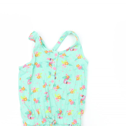 Dunnes Stores Girls Green Floral  Playsuit One-Piece Size 5 Years
