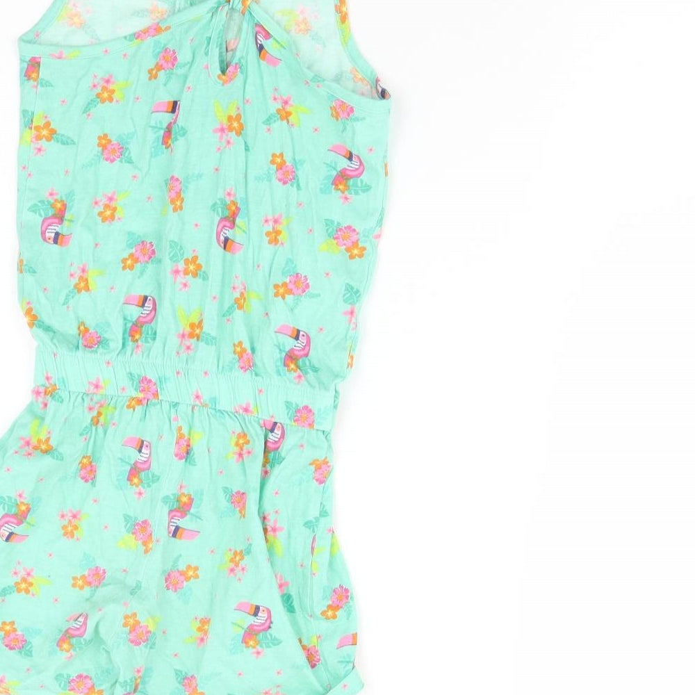 Dunnes Stores Girls Green Floral  Playsuit One-Piece Size 5 Years