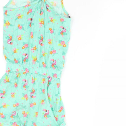 Dunnes Stores Girls Green Floral  Playsuit One-Piece Size 5 Years