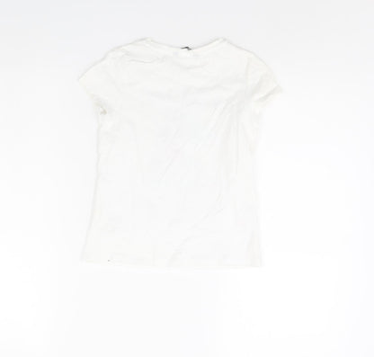 George Girls White   Basic T-Shirt Size 6 Years  - Palm Tree