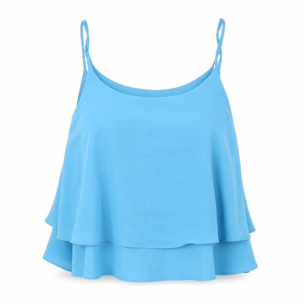 Womens UK Size L Mng Blue Cropped Tank