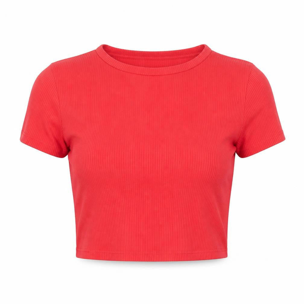 Womens UK Size M Divided Red Cropped T-Shirt