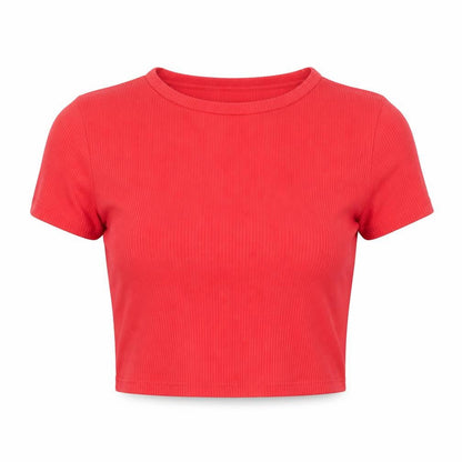 Womens UK Size M Divided Red Cropped T-Shirt