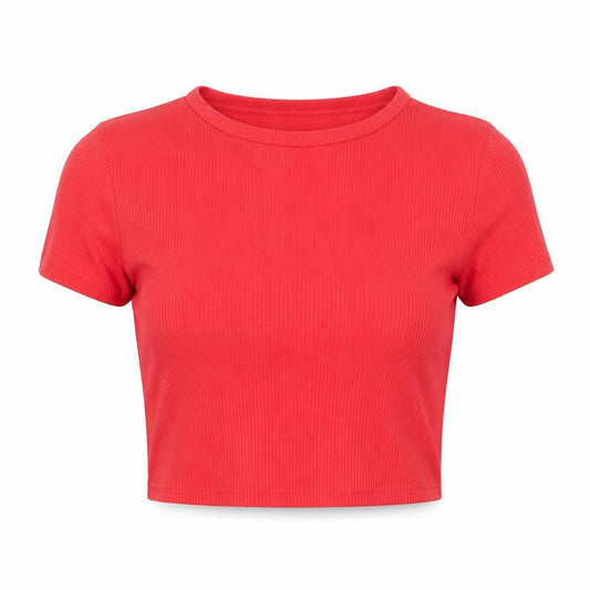 Womens UK Size M Divided Red Cropped T-Shirt