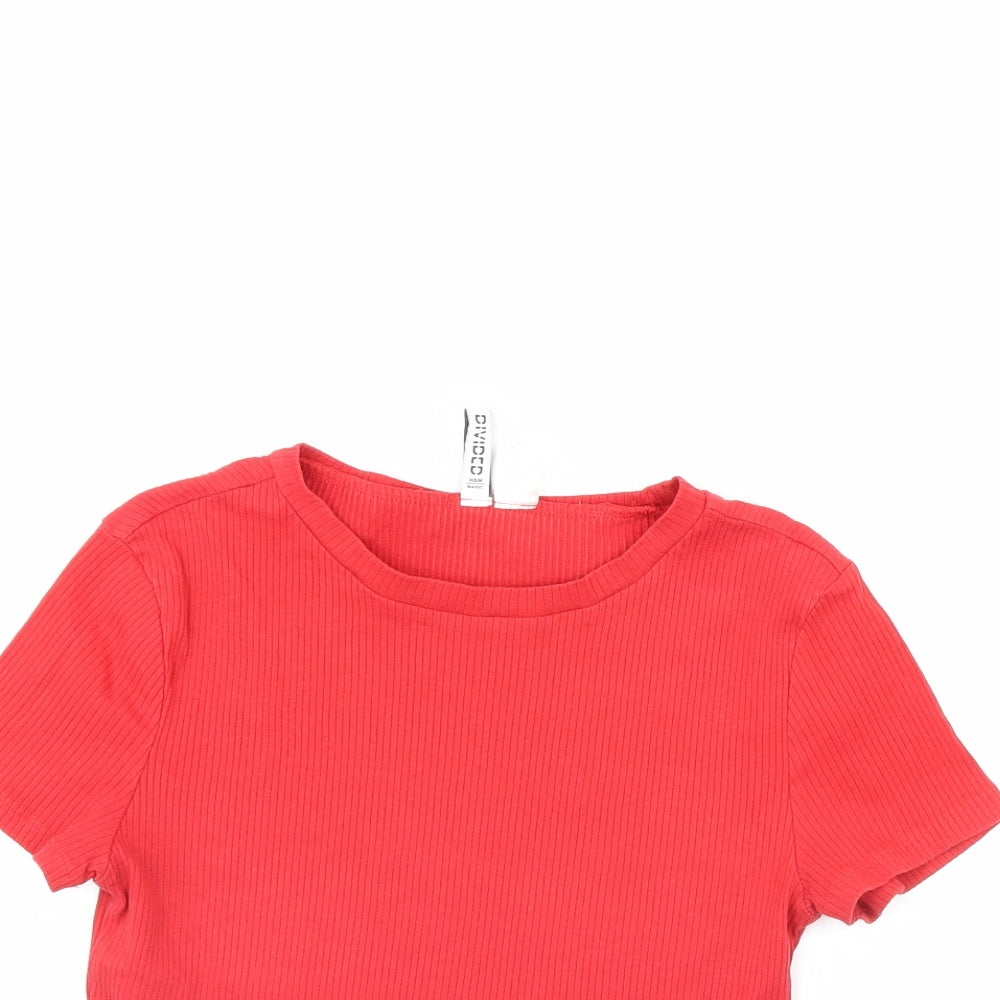 Womens UK Size M Divided Red Cropped T-Shirt