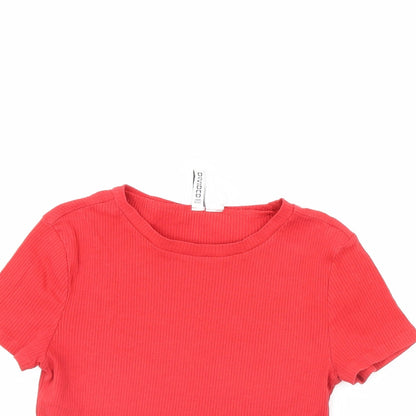 Womens UK Size M Divided Red Cropped T-Shirt