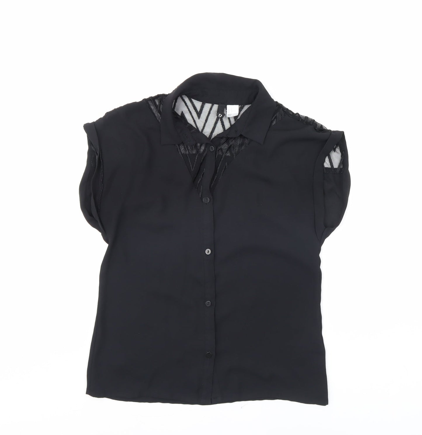 Womens UK Size 8 Divided Black Basic Button-Up