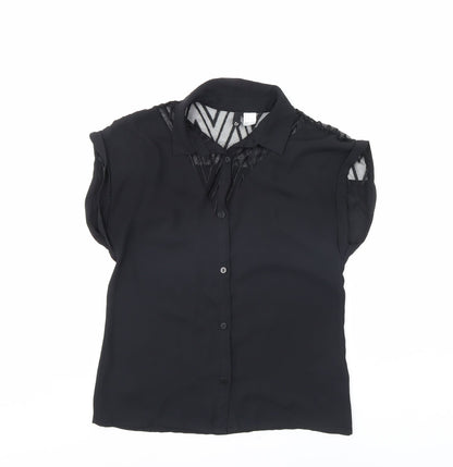 Womens UK Size 8 Divided Black Basic Button-Up