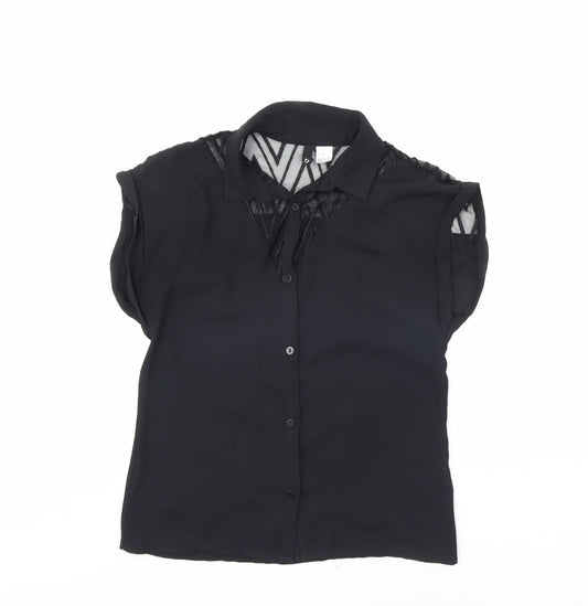 Womens UK Size 8 Divided Black Basic Button-Up