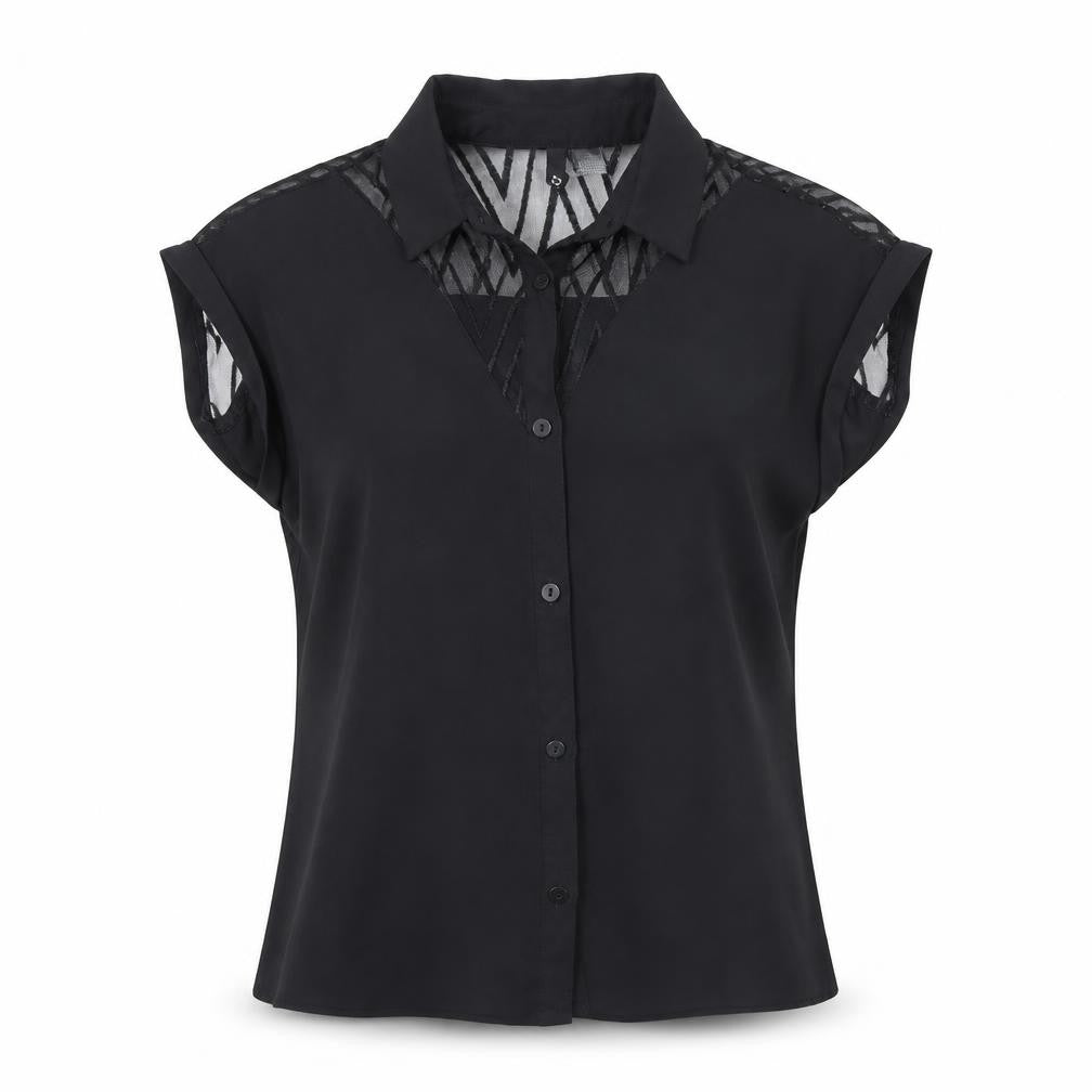 Womens UK Size 8 Divided Black Basic Button-Up