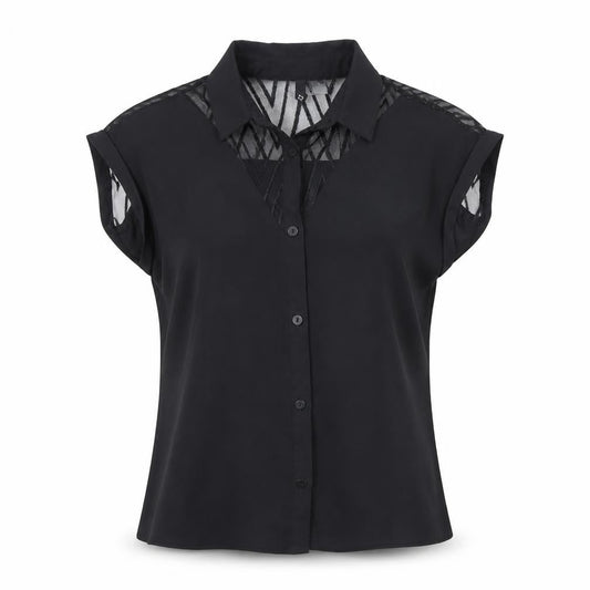 Womens UK Size 8 Divided Black Basic Button-Up
