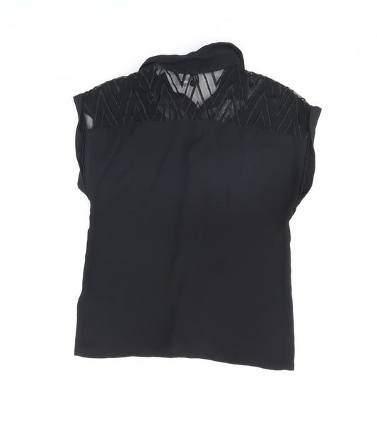 Womens UK Size 8 Divided Black Basic Button-Up