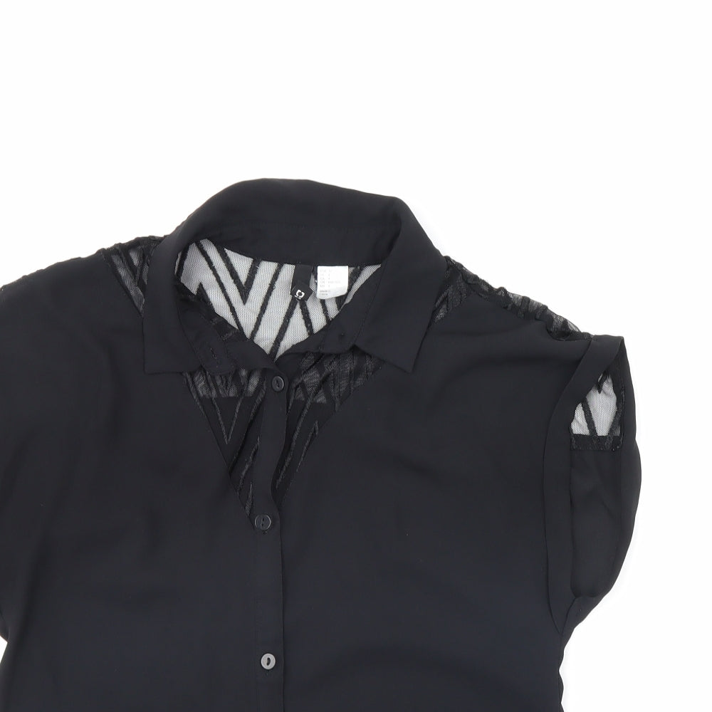 Womens UK Size 8 Divided Black Basic Button-Up