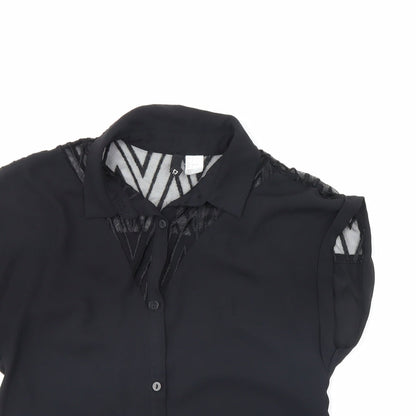 Womens UK Size 8 Divided Black Basic Button-Up