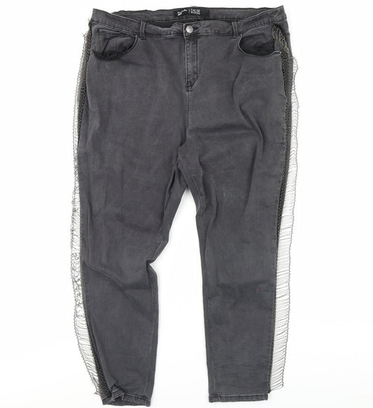 Simply Be Womens Black  Denim Straight Jeans Size 42 in L29 in