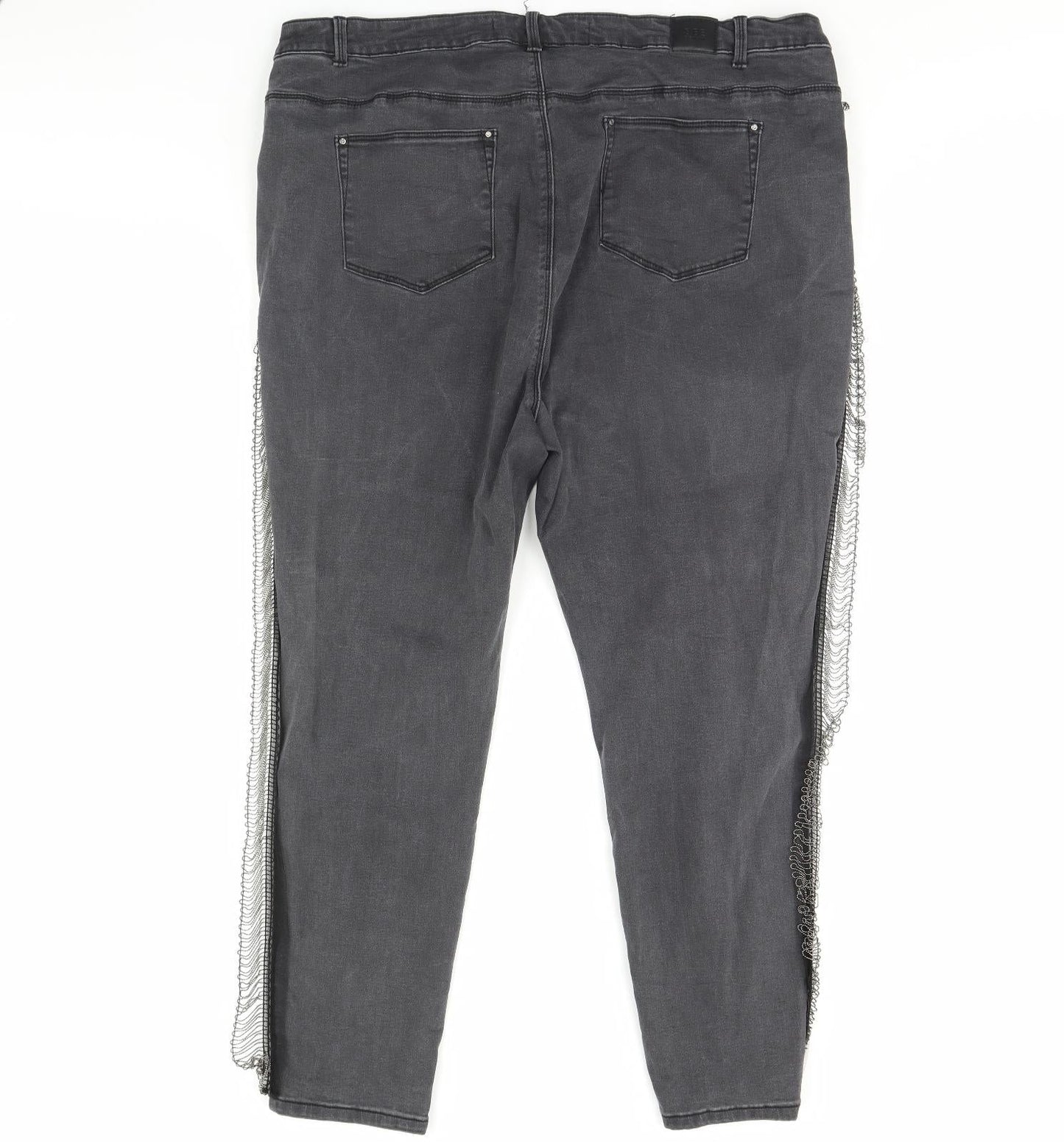 Simply Be Womens Black  Denim Straight Jeans Size 42 in L29 in