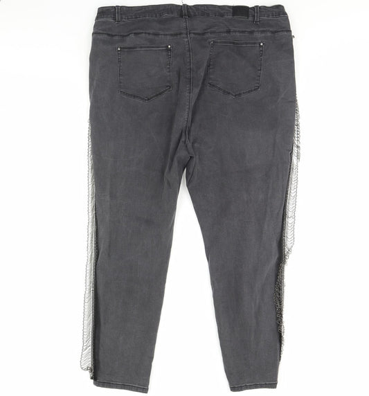 Simply Be Womens Black  Denim Straight Jeans Size 42 in L29 in