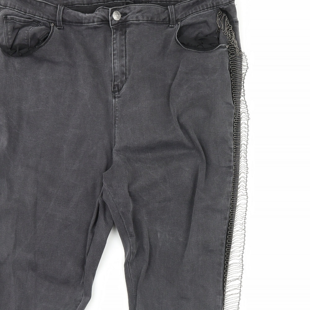 Simply Be Womens Black  Denim Straight Jeans Size 42 in L29 in