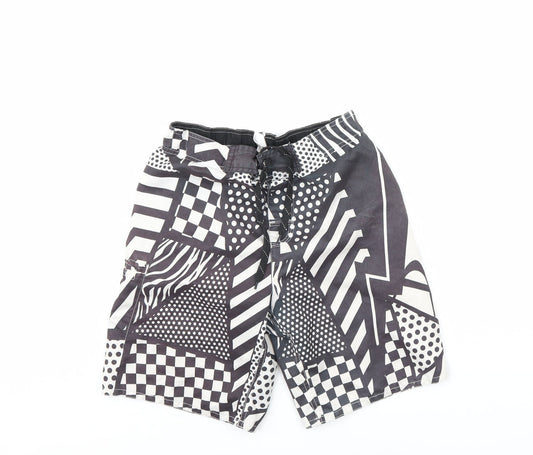 RSO Mens Black Geometric  Sweat Shorts Size S