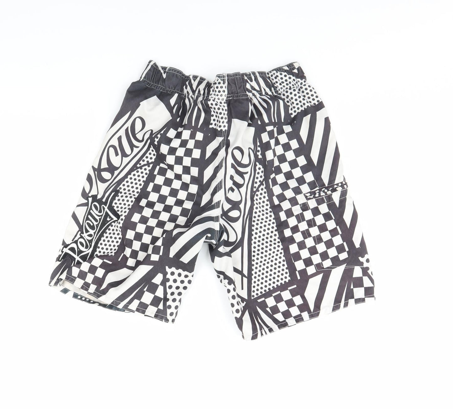 RSO Mens Black Geometric  Sweat Shorts Size S