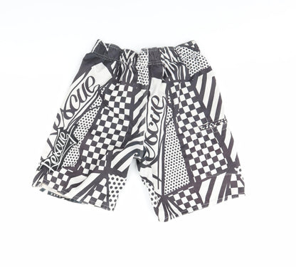 RSO Mens Black Geometric  Sweat Shorts Size S