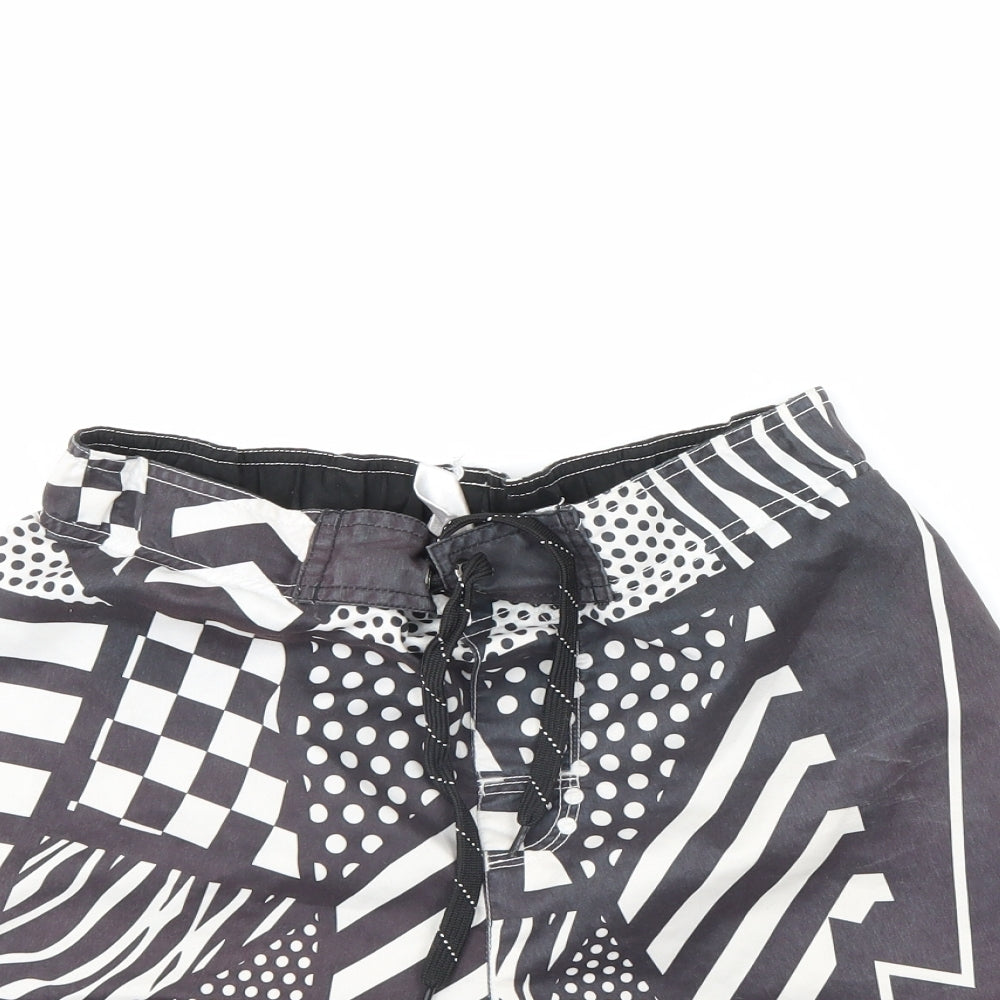 RSO Mens Black Geometric  Sweat Shorts Size S