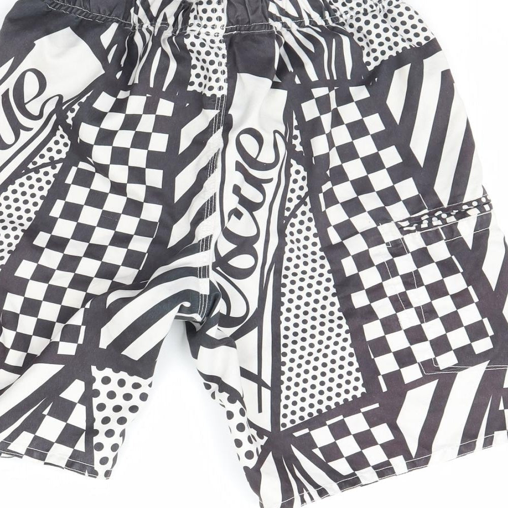 RSO Mens Black Geometric  Sweat Shorts Size S