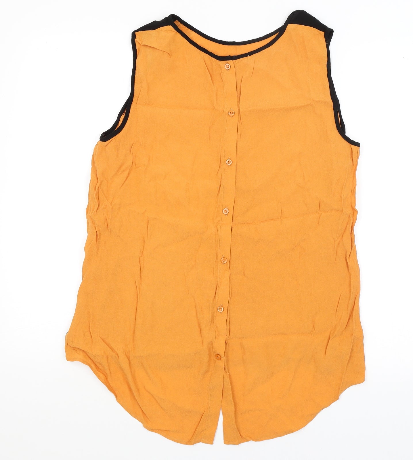 Womens UK Size M Preworn Orange Basic Button-Up