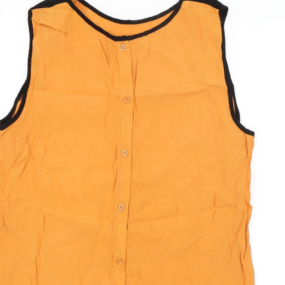 Womens UK Size M Preworn Orange Basic Button-Up