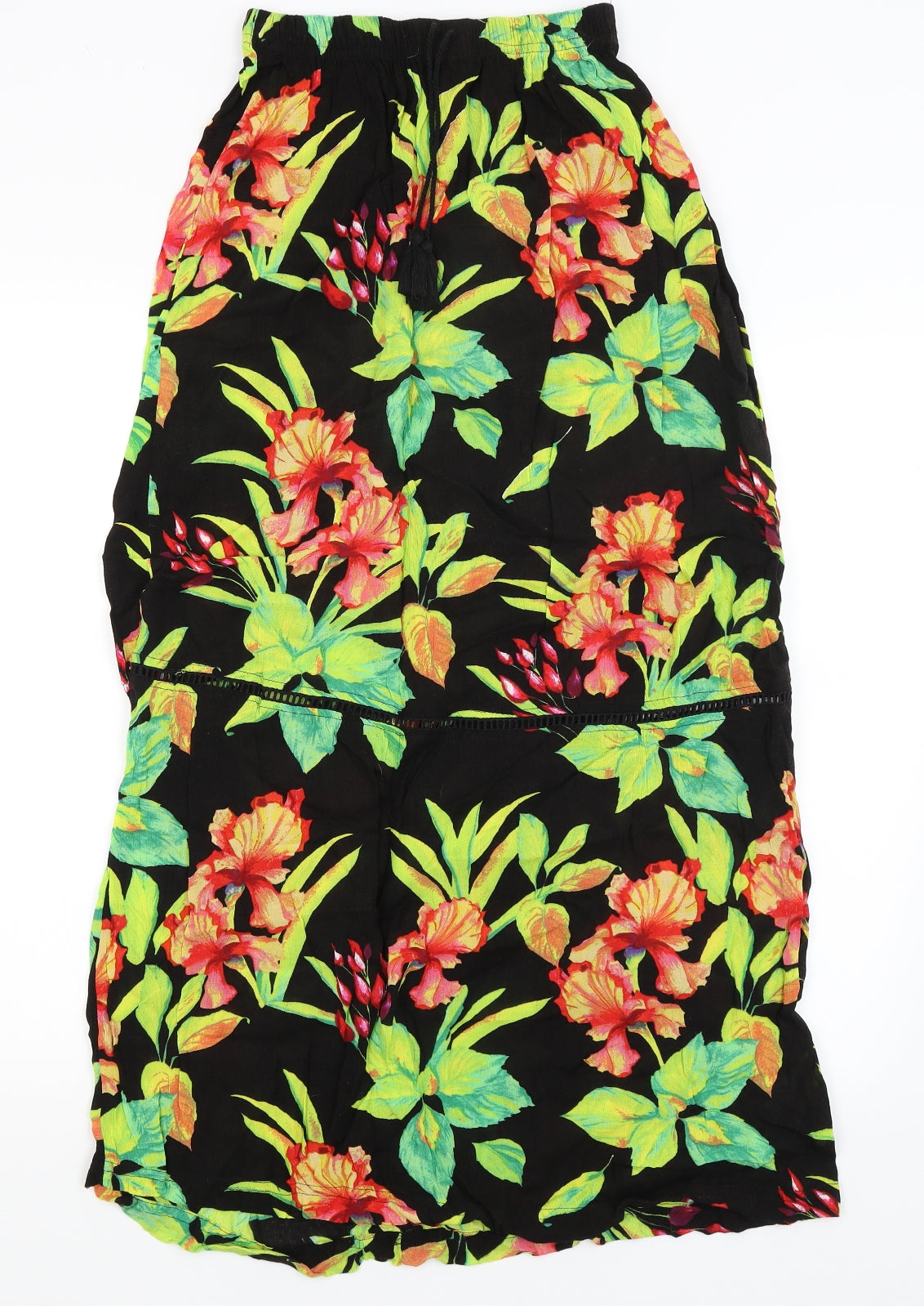 Primark Womens Black Floral  A-Line Skirt Size 8