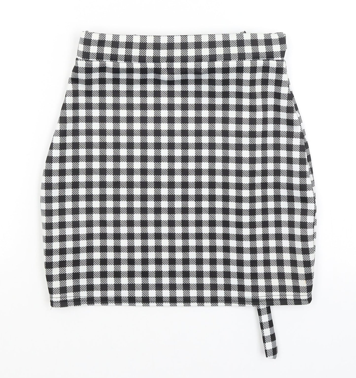 Pretty Little Thing Womens Black Check  Mini Skirt Size 6