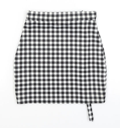Pretty Little Thing Womens Black Check  Mini Skirt Size 6